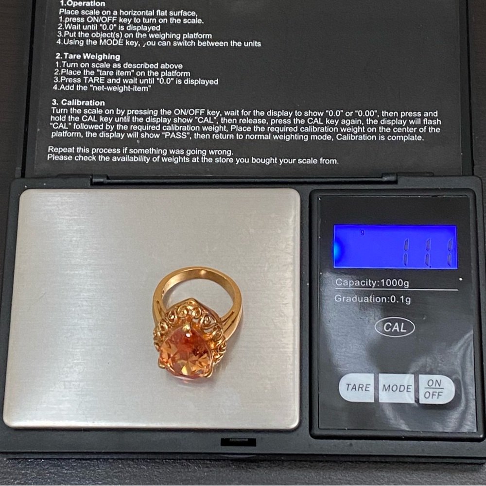 Unsigned Orange Cz Stone Teardrop Statement Fashi… - image 6